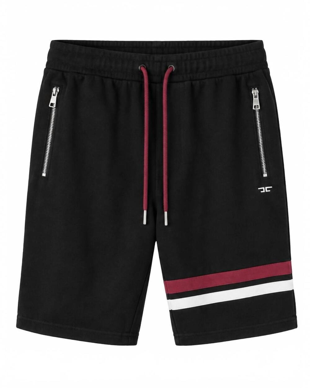 NEW JORDAN CRAIG men's drawstring sweat shorts in black with burgundy white stri